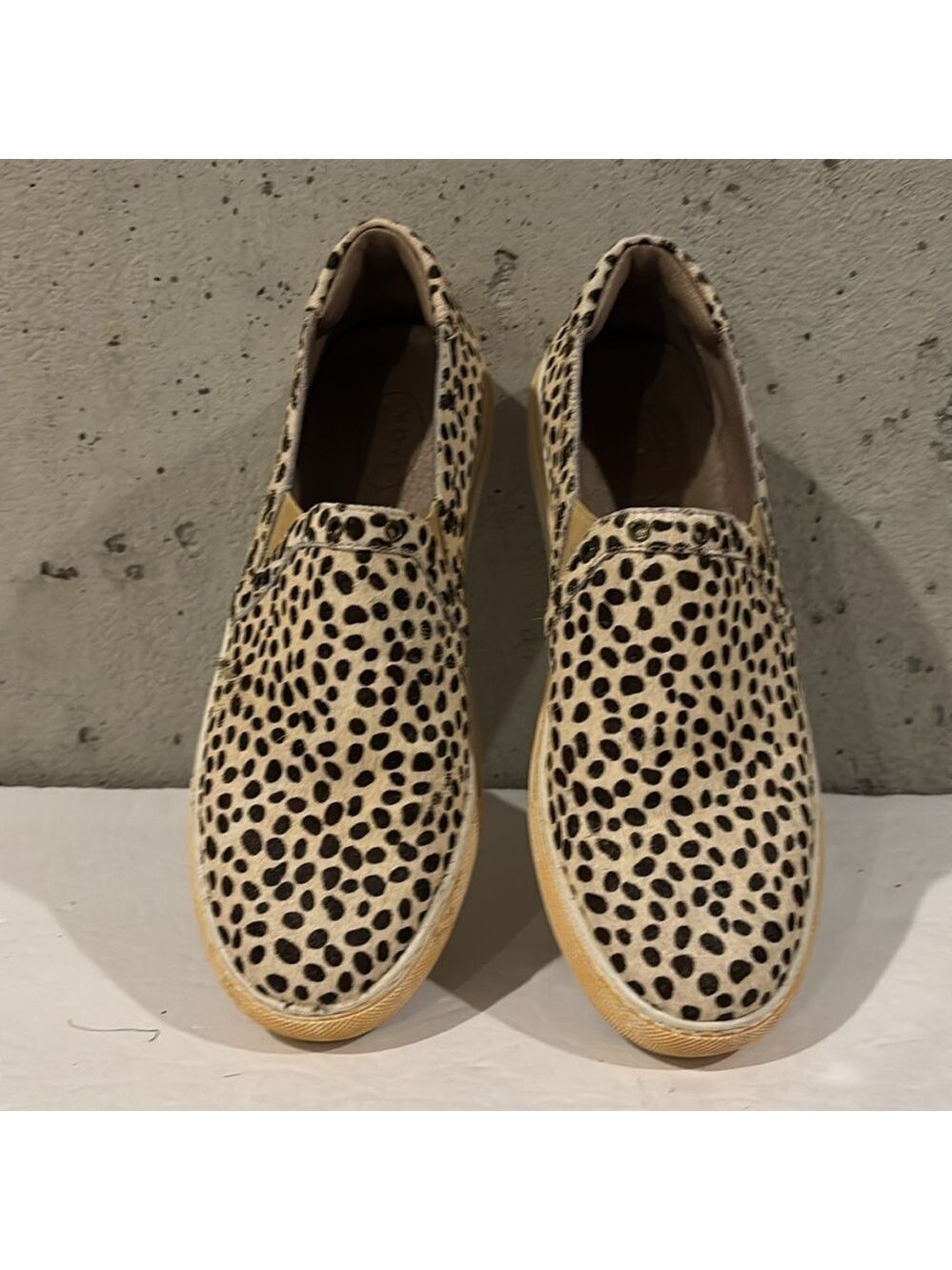 Chocolat Blu Tan and Black Leopard Print Calf Hair Slip On Sneakers -Sz 39 Euro
